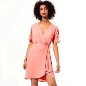 Aritzia Babaton Wallace Short Sleeve Wrap Mini Dress Womens S Flowy Vacation